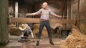 Hot Cowboy Tied Up For The First Time And Shoots A Load Onto His Face!