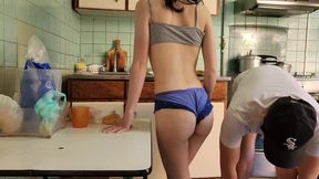 Sexy Maid Gets Fucked by Her Boss's Step Stepson in Her Work Kitchen