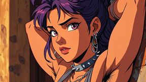 Anime manga animated beauty shows off her sexy hair filled bushy fit toned armpits