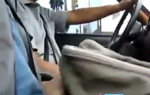 Wank in the taxi driver's side