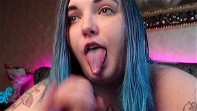 Cute princess with blue hair sucks ahegao