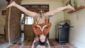 ”Amateur teen butt lands on her yoga teachers huge cock!”