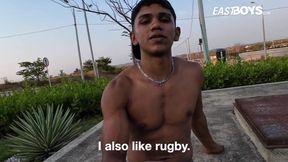 Latino twink strips down to show off his fit body