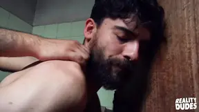 Bearded Studs Adonis And Andy Go To Abandoned Bathroom To Make Out And Squirt His Cum Everywhere - Real DUDES