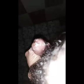 I masturbate hard and give myself three handjobs in the shower, showing my entire body and my entire penis