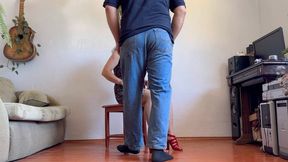 huge man lap sitting on a tiny women avi