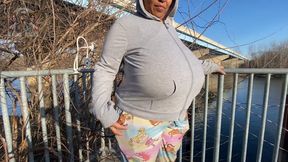 Huge Black Tits Outdoors