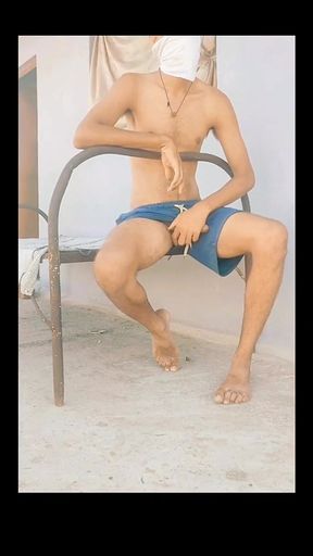 Big Long Dick Masterbating on Terrace