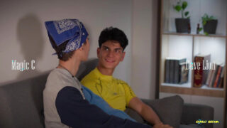 Homemade close-up of horny young Colombian twinks: intense blowjob on big cock leads to bareback fucking