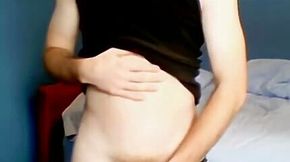 Twink tugs on his dong through underwear before masturbating