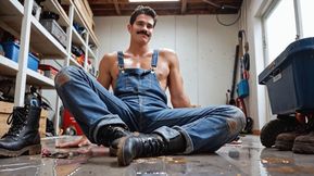 Mechanic twins go all the way with rough anal in garage