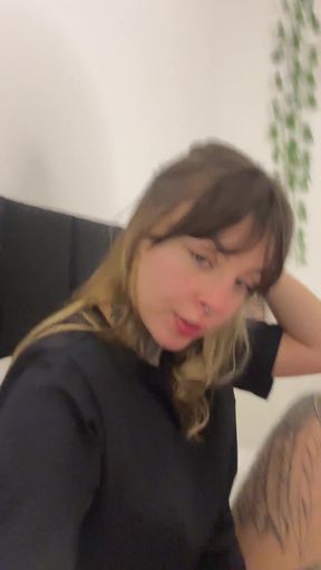 Blonde woman in salon chair
