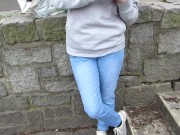 Nonchalant pissing my jeans again in public place !!!
