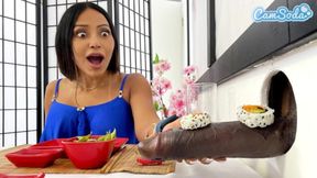 ”Big Tit Stepmoms in Sushi Glory Hole BBC Blowjob”