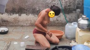 Desi bathroom bathing