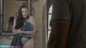 Time To Cover Her 18yo Boobs With Cum - Chad white and his busty brunette stepdaughter
