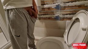 Filmed him pissing in the toilet then gangbanged till cumshot gloryhole breached