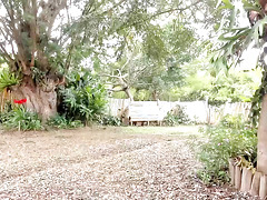 Cute girl in the jungle strips naked