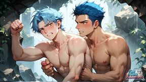 Blue-haired Muscle Orgy in a Snowy Cave! Gay XXX Porn!