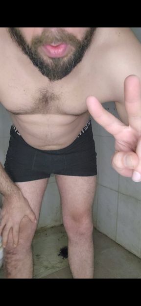 Solo Tease in Underwear - Jerking in the Bathroom Before Shower