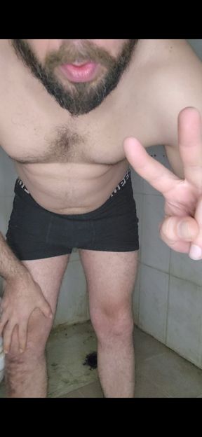 Solo Tease in Underwear - Jerking in the Bathroom Before Shower