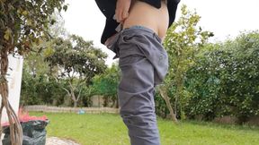 Guy Smoking and Wanking Outside to Beat the Cold