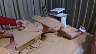 Amateur Femdom handjob ruined orgasm with feet torture