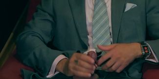 Men in suits share intimate blowjob in flawless manners