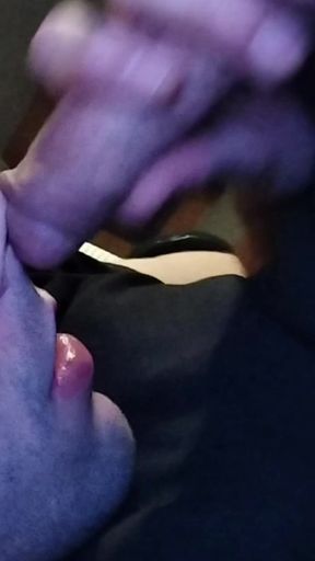 Solosexual exploration with autofellatio and cum play