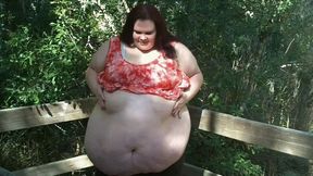 Big Belly Play, Show Off and Changing Clothes on the Boardwalk In The Woods *WMV*