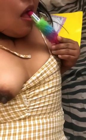 Slutty Wife Masturbates with a Thick Cock