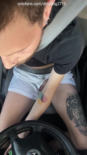 Loud moaning and praise &quot;fucking in the car&quot; huge cumshot