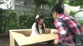 Stepsister delivery - Miku Tamaru sucks dick straight outta box