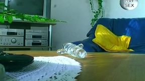 Mature Slut Stretches Pussy Wide with Huge Glass Bottle