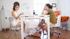 ”Petite Coco Lovelock sucks big dick & coach fucked horny teen Maria Kazi”