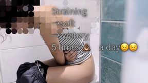 A Japanese model girl’s realistic daily bathroom routine: 5 trips to the toilet, from intense straining to watery stools