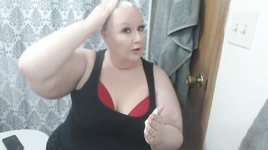 Sweet sub Cherry Savage facefucks her burly bald head