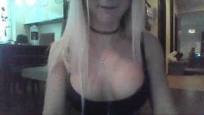 Sexy Blonde with Big Boobs Teases