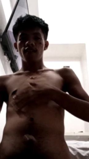 Filipino Twink Jerks His Throbbing Cock in Hotel 1