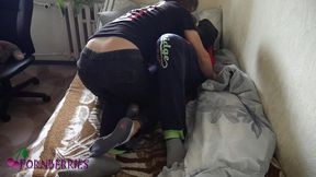 boyfriends bed fight ended up with putting cock up a tight hole and cum