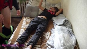 boyfriends bed fight ended up with putting cock up a tight hole and cum