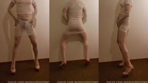 cock teasinthrough white nylonfetish pan5y and miniskirt