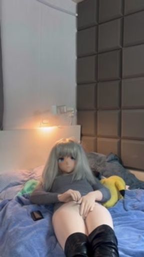 Kigurumi gets home after a night out for some more fun