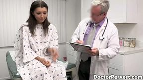 Brunette Maya Woulfe was reluctant at first but the pervy doctor was very persuasive
