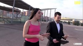Naughty Latina gives a dirty blowjob to stranger in a hardcore Euro scene