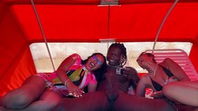 wild beach public threesome