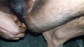 to brinjal Put it in the ass and masturbated