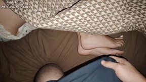 I Secretly Jerking and Cum on My Stepsister's Feet.