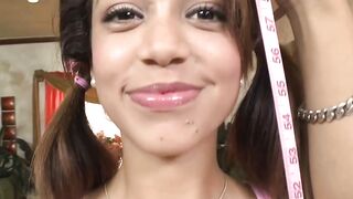 Mini latina teen gets measured b4 fucked