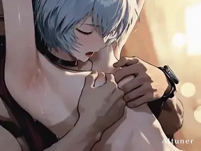 She Keeps the Last Light-blue Hair, Red Eyes, Finished Behind Her Field